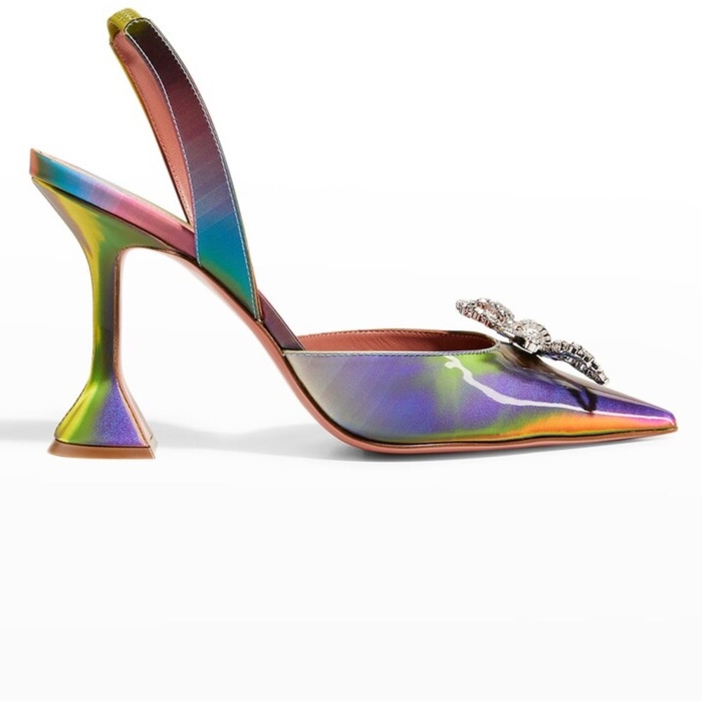 ISO Amina Muaddi Rosie Multicolor Slingback in Shadow Lollipop Size 40